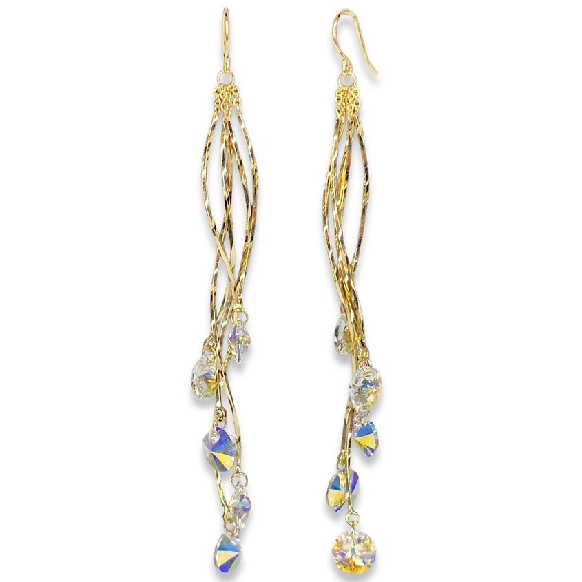 Изображение товара Длинные танцующие серьги с кристаллами Swarovski из бижутерного сплава