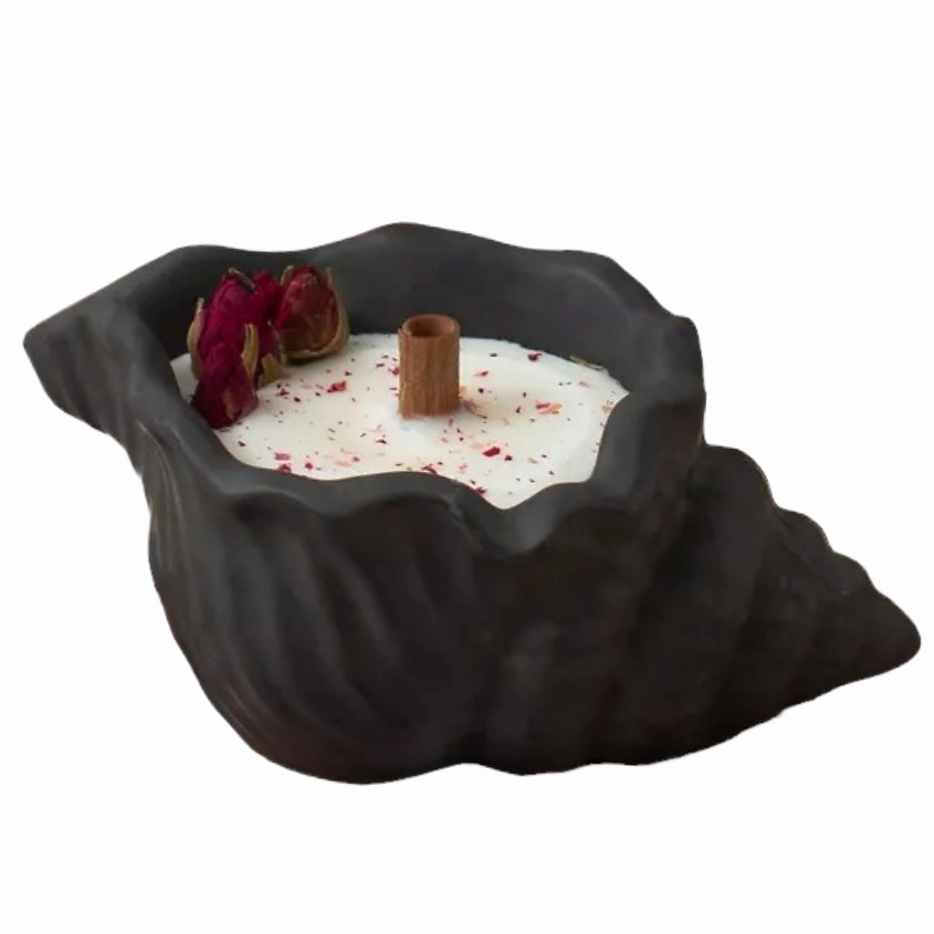 Изображение товара Ароматическая свеча Ракушка Вечер у камина SHE STYLE 40 мл гипс натуральный воск