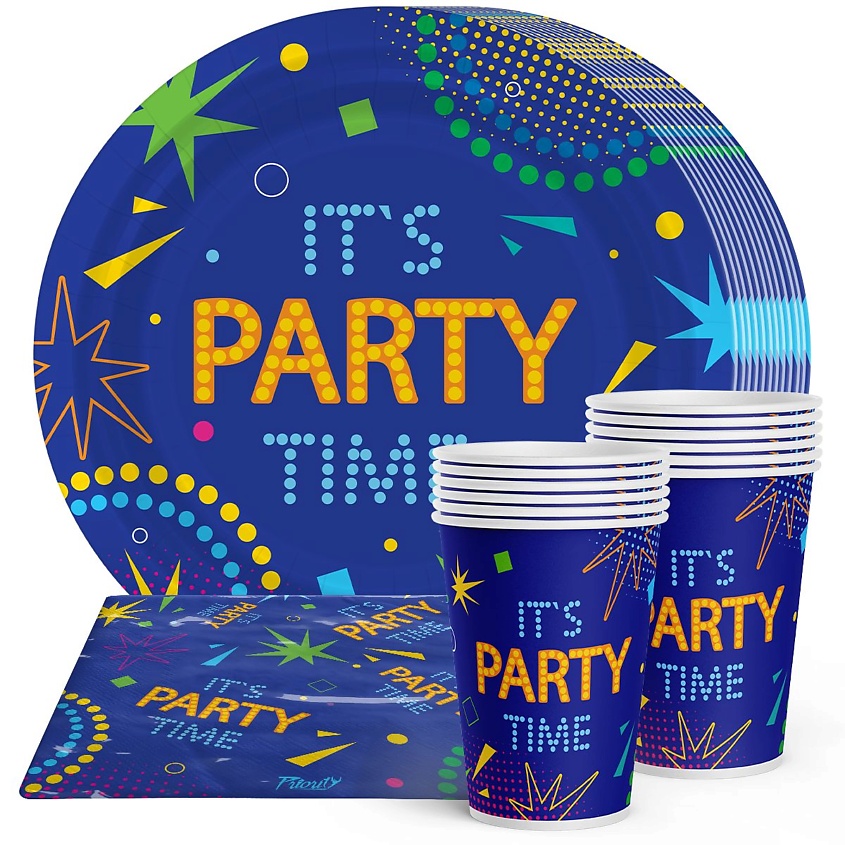 Изображение товара PRIORITY Одноразовая посуда для праздника "It`s party time" на 12 персон, 1 шт.