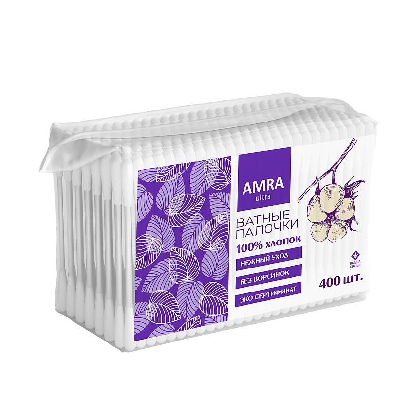 Изображение товара Ватные палочки AMRA 400 шт - уход за кожей