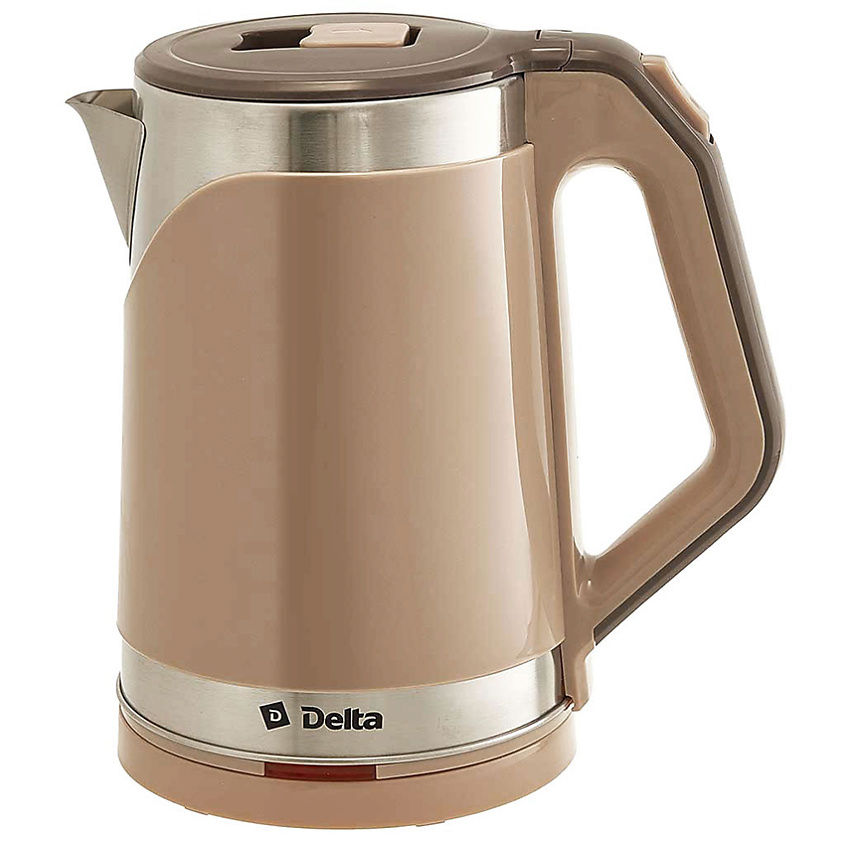 Изображение товара DELTA Чайник электрический DL-1109, Цвет: бежевый. Двойной корпус. Закрытый нагревательный элемент из нержавеющей стали. Автоматическое отключение при закипании. Блокировка включения без воды. Объем 2 л. Номинальная потребляем