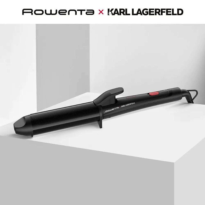 Изображение товара ROWENTA Плойка для завивки волос Karl Lagerfeld CF322LF0, с керамическим покрытием в сочетании кератина и минерального камня, черные