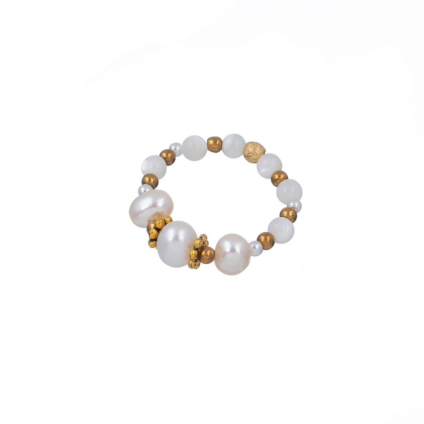 Изображение товара LANZEROTTI Кольцо Lanzerotti, Splendore, стрейч, жемчуг, перламутр, гематит, цвет: Белый, 0.18 шт, размер: 18