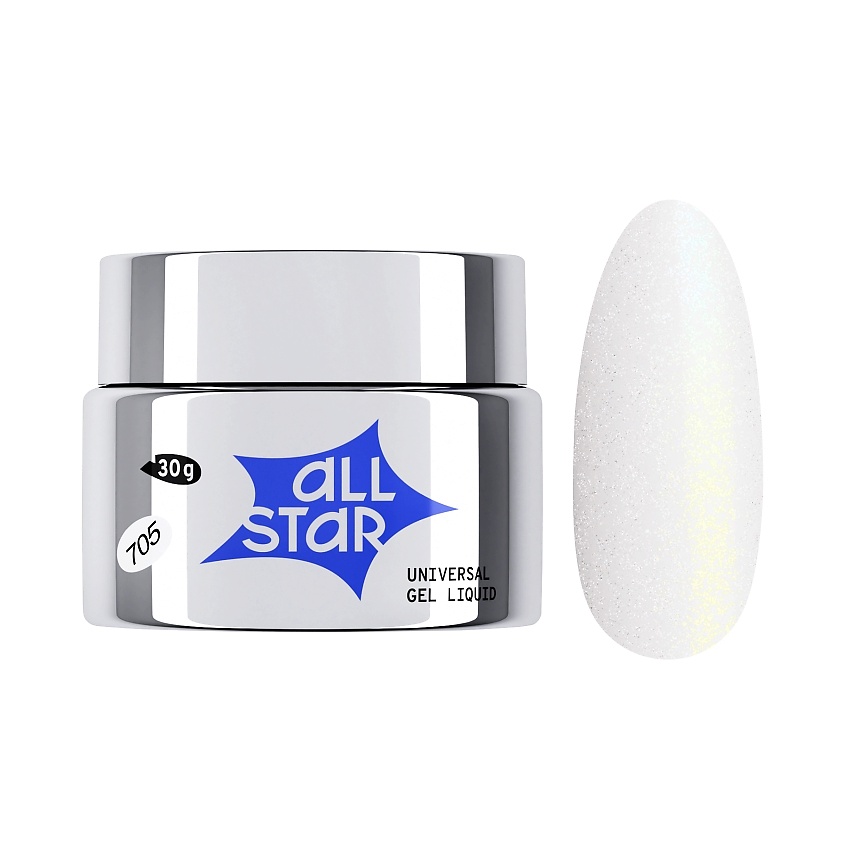 Изображение товара ALL STAR PROFESSIONAL Гель скульптурный низкой вязкости, 30 гр; цвет: Gloss Milk 705 Молочный с шиммером