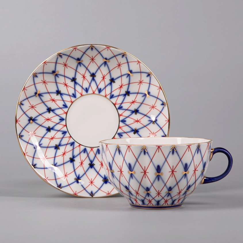 Изображение товара ИМПЕРАТОРСКИЙ ФАРФОРОВЫЙ ЗАВОД Чашка с блюдцем "Сетка 1950", 1 шт.