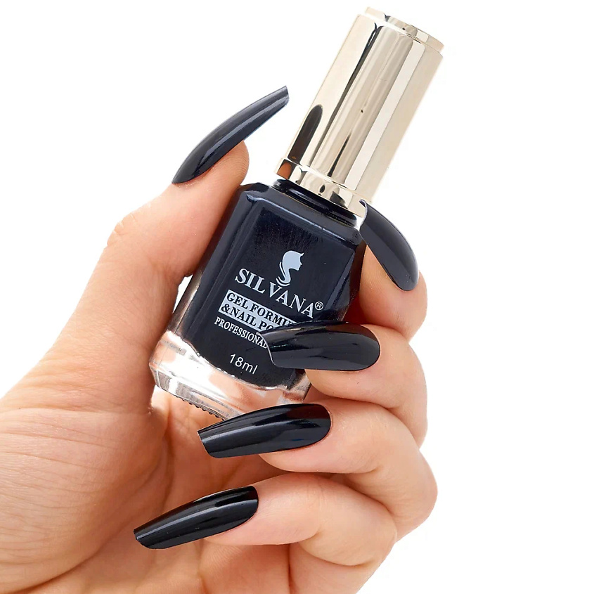 Изображение товара Гибридный лак для ногтей SILVANA черный глянец без УФ-лампы 8 мл