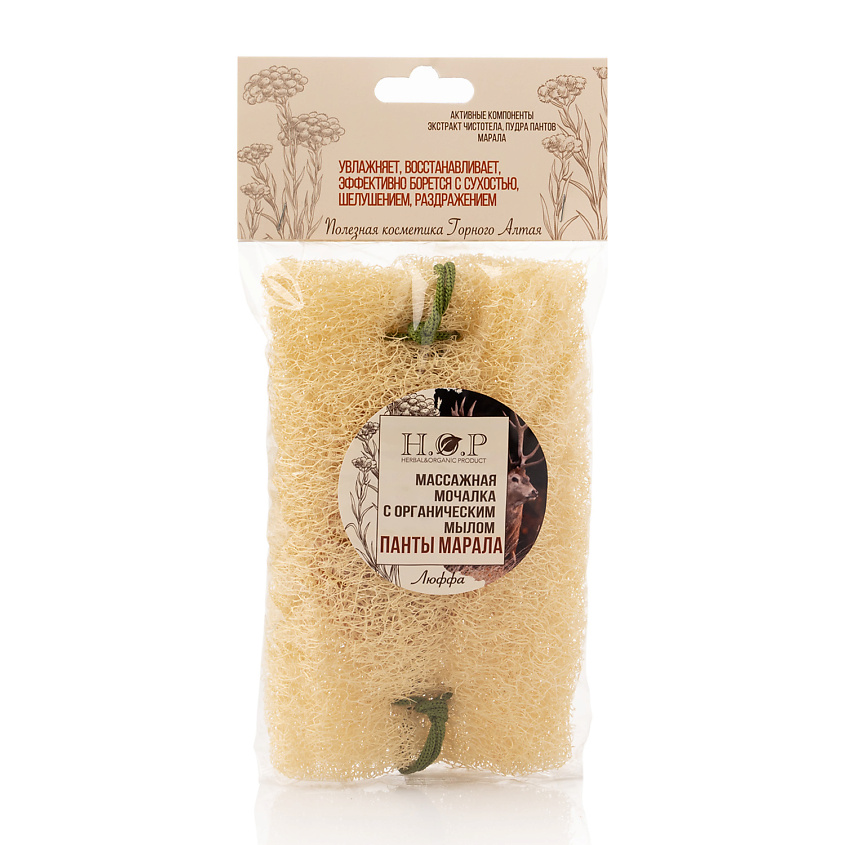 Изображение товара HOPMILL Мочалка массажная "Панты марала", с органическим мылом, Бежевый