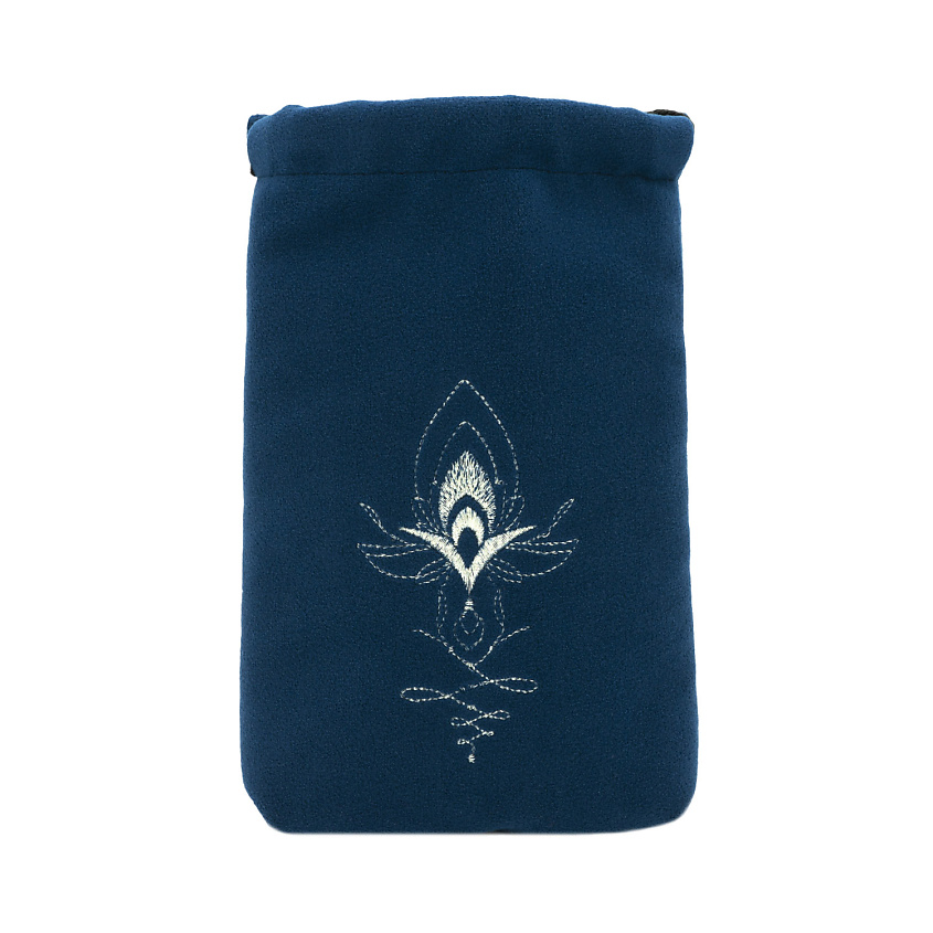 Изображение товара Сувенирный бархатный чехол для телефона модели 1027, с серебристой вышивкой, 19x12 см