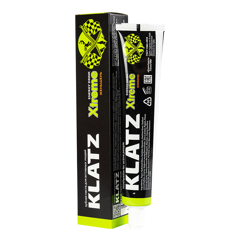 Изображение товара KLATZ зубная паста с женьшенем X-treme Energy для активных людей 75 мл