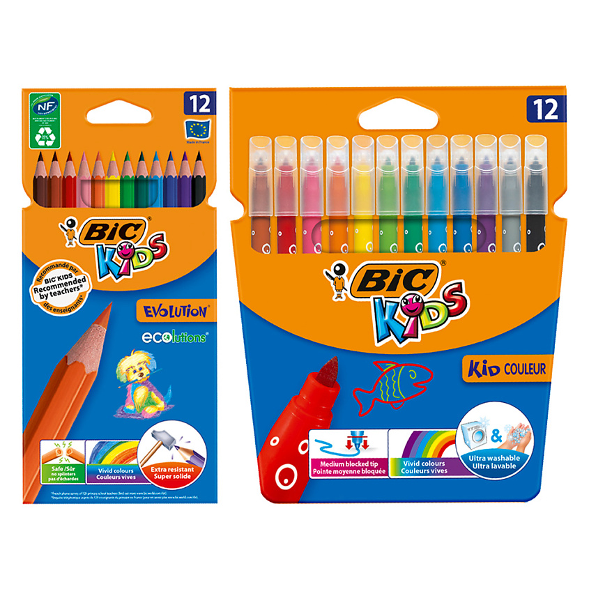 Изображение товара BIC Набор для рисования и письма: 12 карандашей и 12 фломастеров