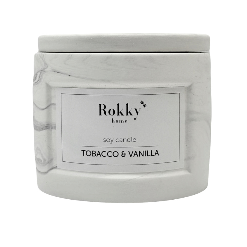 Изображение товара ROKKYHOME Ароматическая свеча "Табак&Ваниль" с деревянным фитилем, 125 мл