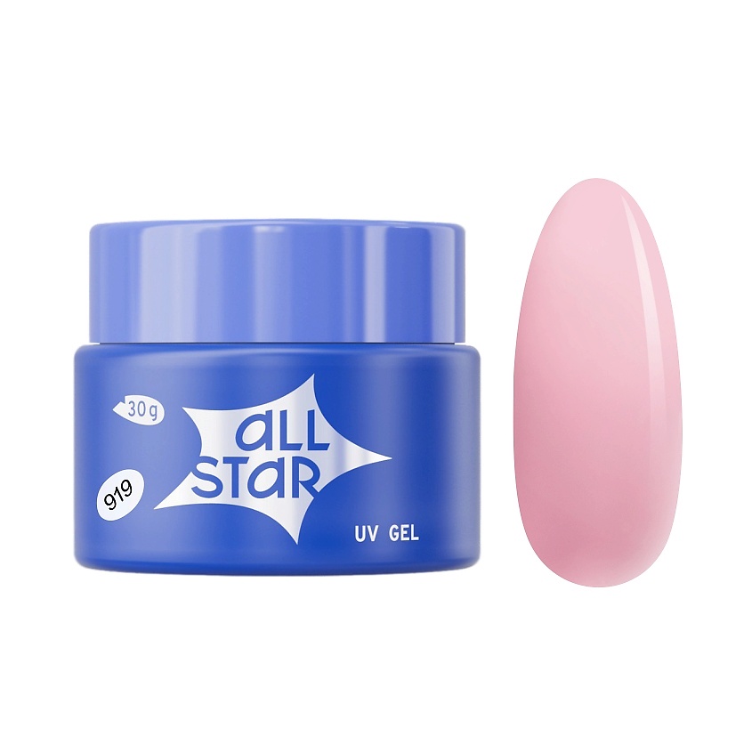 Изображение товара ALL STAR PROFESSIONAL Гель для моделирования ногтей, 30 гр; цвет: Delicate Pink 919 Натуральный розовый