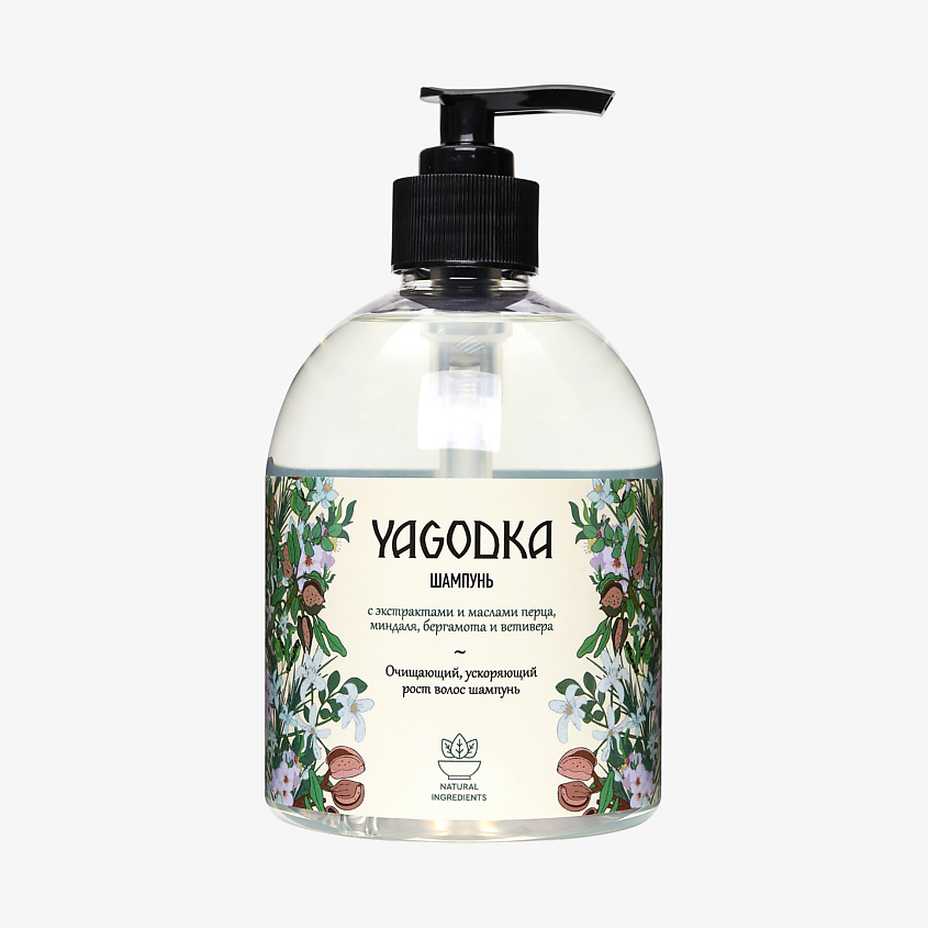 Изображение товара YAGODKA Шампунь с экстрактами перца, миндаля, бергамота и ветивера, 500 мл