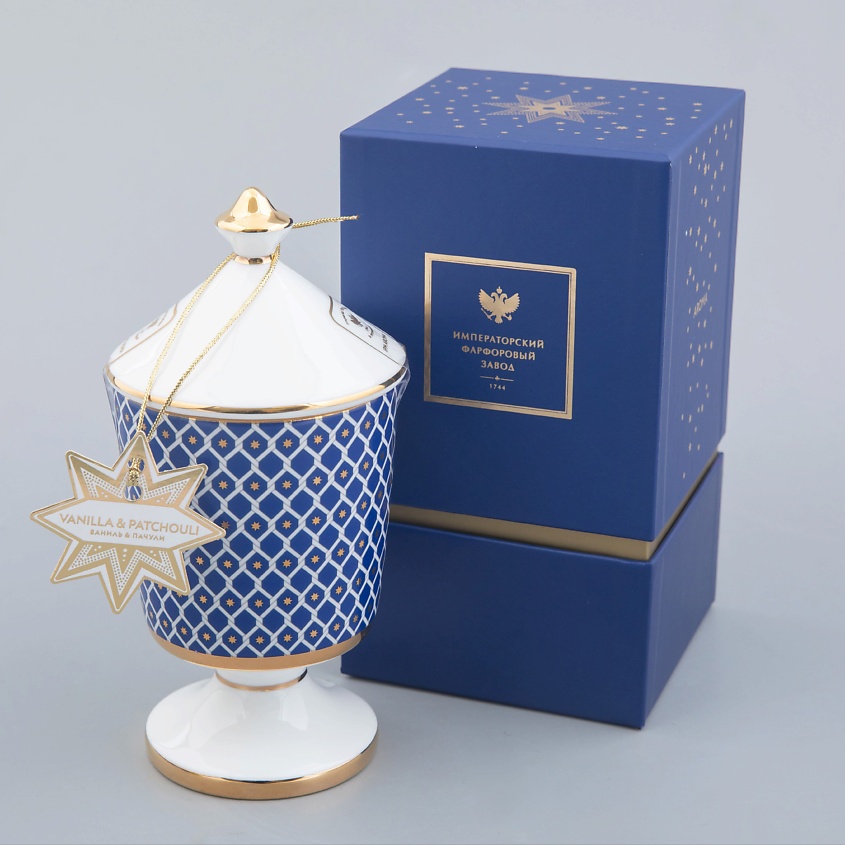 Изображение товара Ароматическая свеча Индиго Ваниль-пачули из фарфора 19,8 см ароматерапия подарок