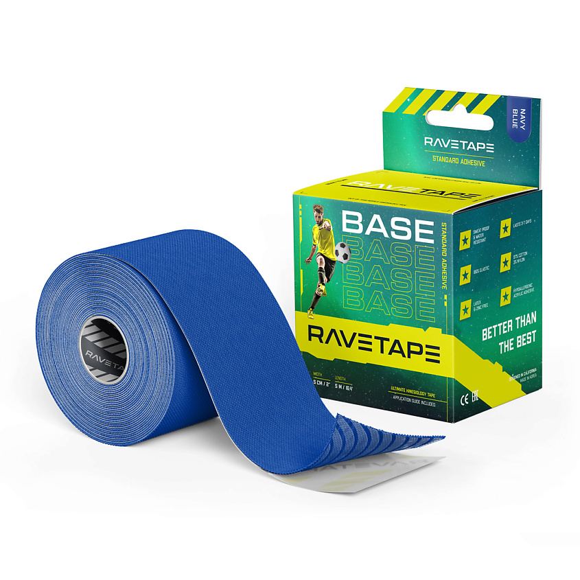 Изображение товара Кинезиотейп RAVE TAPE BASE 5×5, Синий для аппликаций