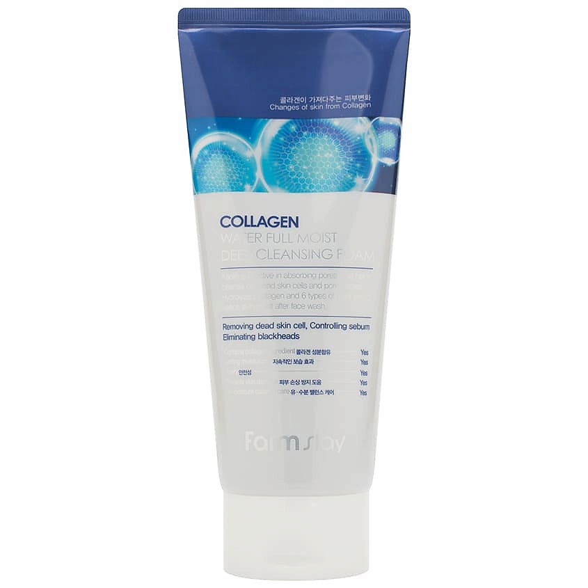 Изображение товара FARMSTAY Пенка для лица очищающая с коллагеном Collagen Water Full Moist Deep Cleansing Foam, 180 мл
