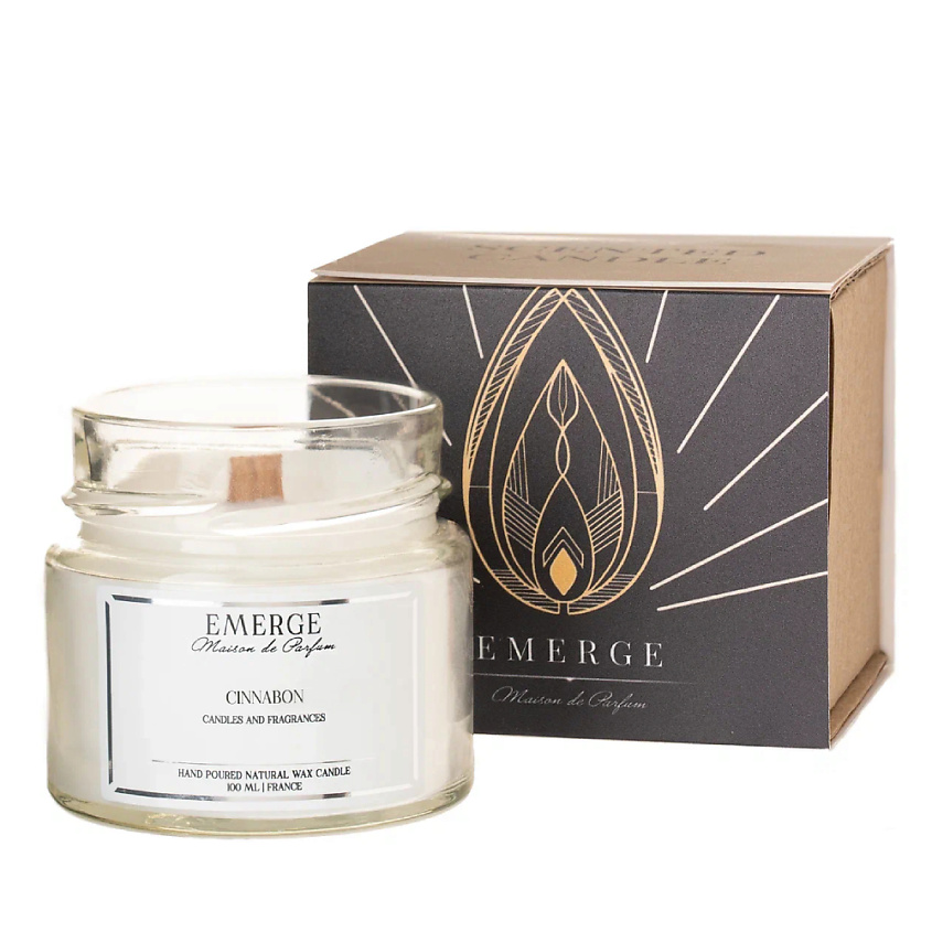 Изображение товара EMERGE Свеча ароматическая Синнабон с деревянным фитилем, 100 мл