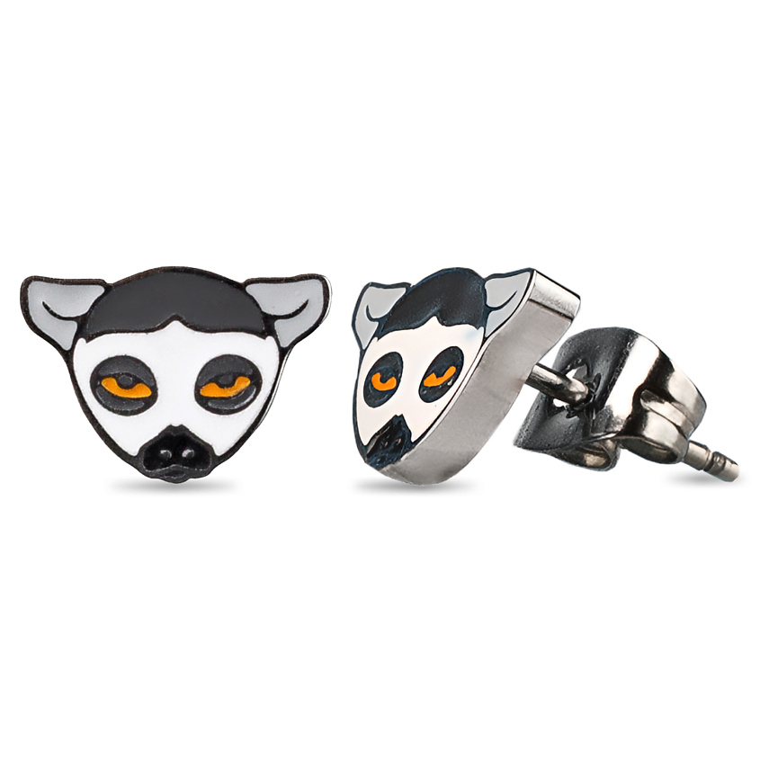 Изображение товара CAROMIC серьги гвоздики Лемур черный из нержавеющей стали - модные и легкие украшения для женщин