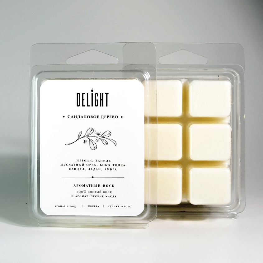 Изображение товара DELÍGHT Воск ароматический для аромалампы, аромакубики-мелтсы "Сандаловое дерево", 70 гр