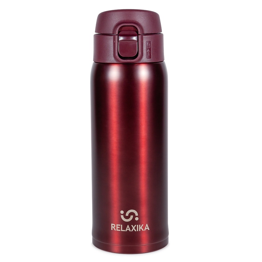 Изображение товара RELAXIKA Термокружка для кофе и чая (термос-кружка), Объем 480 мл. Цвет: бордовый.Размер: высота 21 см, диаметр 7 см, горлышко 4,9 см.