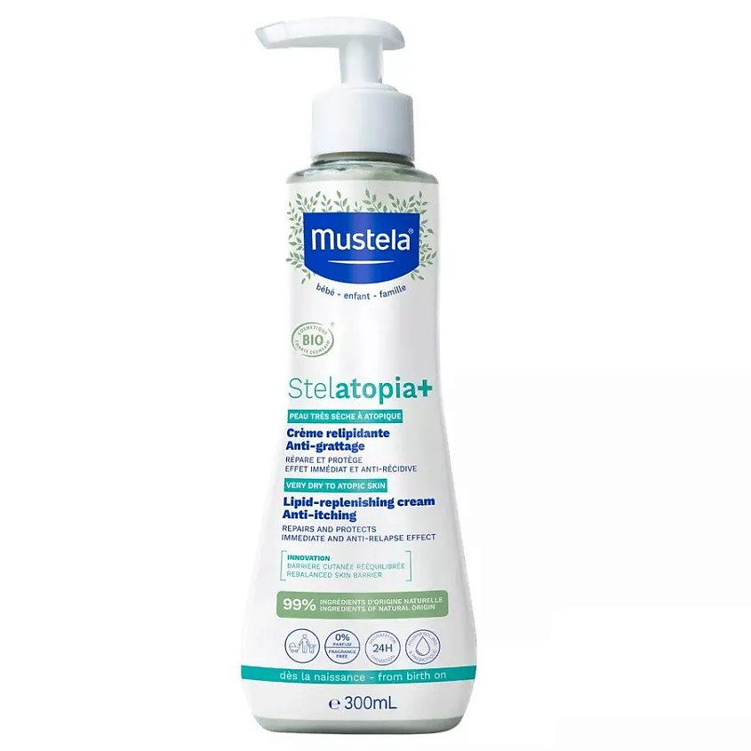 Изображение товара MUSTELA Восстанавливающий крем против зуда и сухости Stelatopia+ Lipid-replenishing, 300 мл