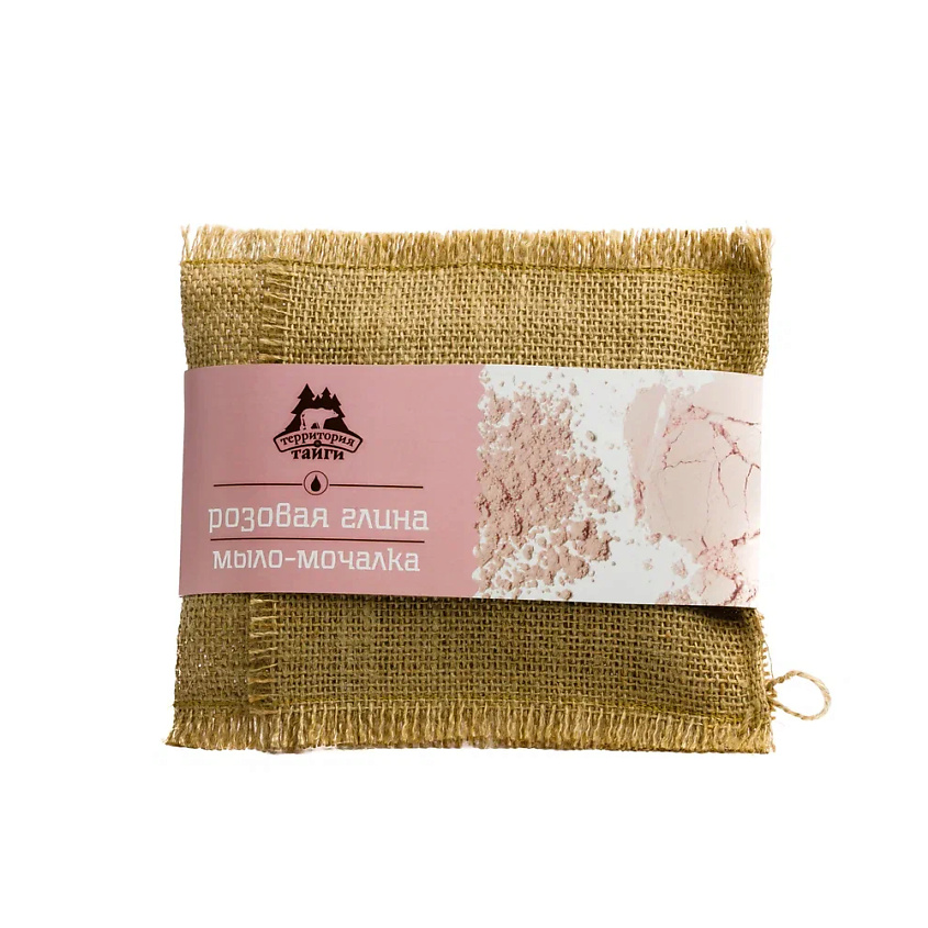 Изображение товара ТЕРРИТОРИЯ ТАЙГИ Джутовая мочалка для тела Розовая глина, Джутовая мочалка для тела Розовая глина