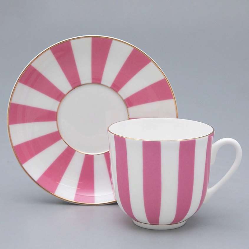 Изображение товара ИМПЕРАТОРСКИЙ ФАРФОРОВЫЙ ЗАВОД Чашка с блюдцем кофейная "Да и Нет", Розовый