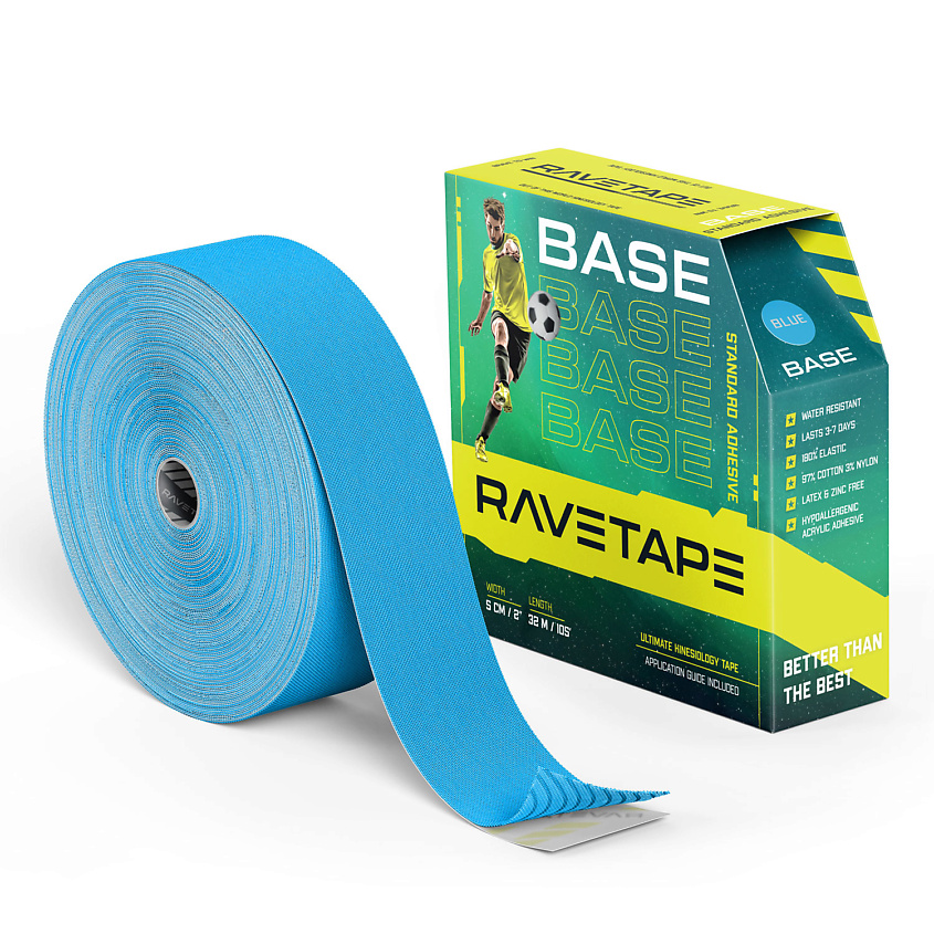 Изображение товара RAVE TAPE BASE Голубой кинезиотейп 5x32 см для тела для взрослых и детей