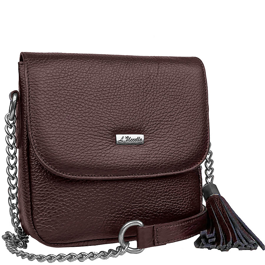Изображение товара L'UCCELLO Сумка женская из натуральной кожи, Цвет: Коричневый; размер: 19x16x9