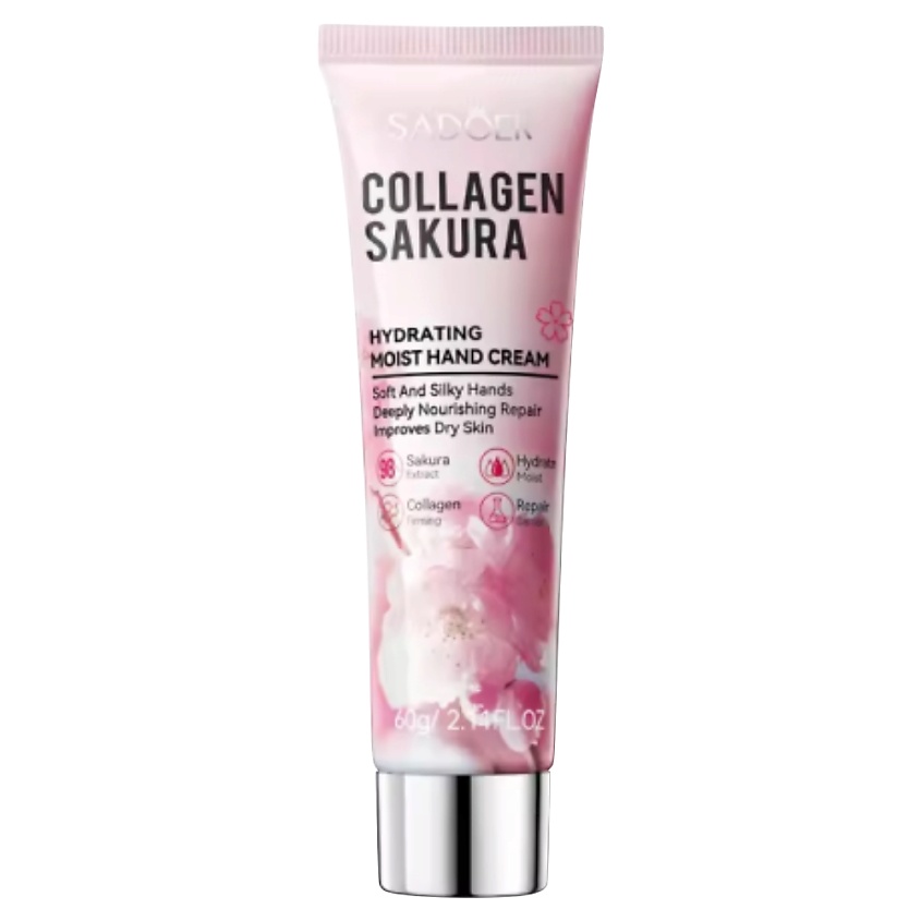 Изображение товара SADOER Крем для рук увлажняющий с коллагеном и экстрактом из цветков сакуры, 60 гр.