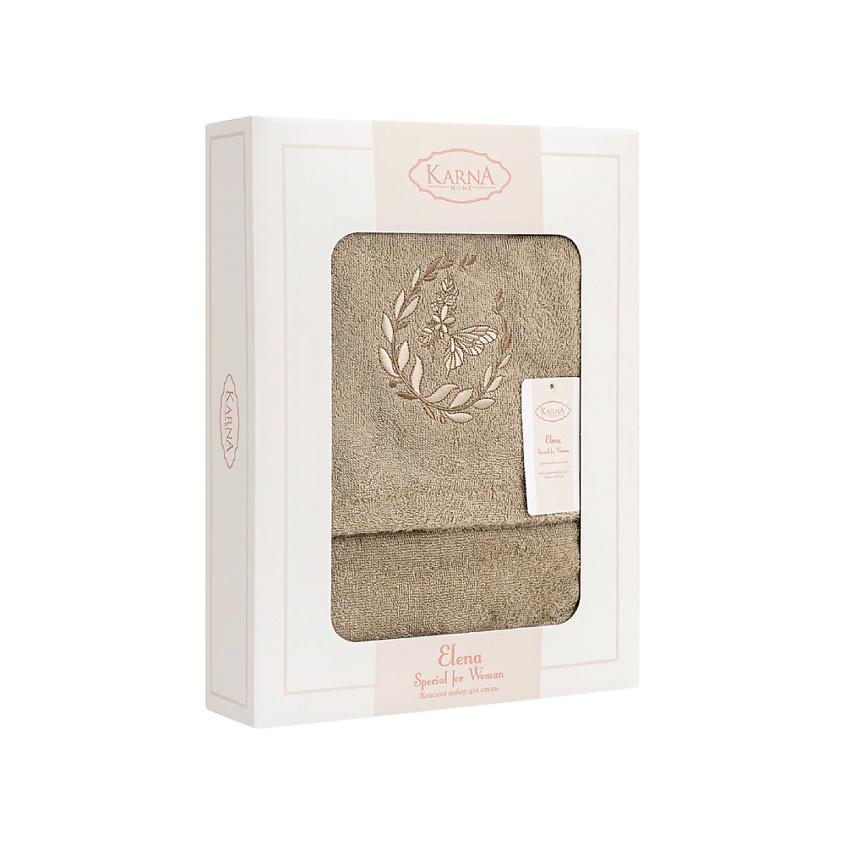Изображение товара Набор для сауны KARNA ELENA бежевый натуральный хлопок мягкий гипоаллергенный