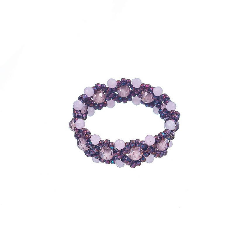 Изображение товара LANZEROTTI Кольцо Ispirazione, цирконий, кристаллы, японский бисер, цвет: Сиреневый, 1 шт, размер: 18