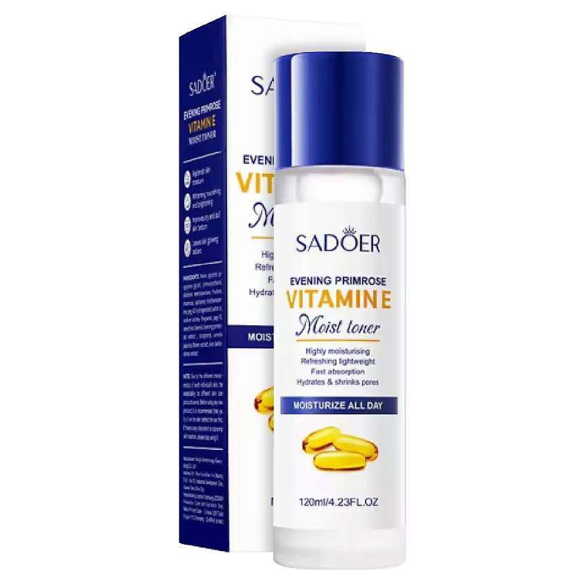 Изображение товара SADOER Тонер для лица увлажняющий с маслом примулы вечерней и витамином Е, 120 мл.