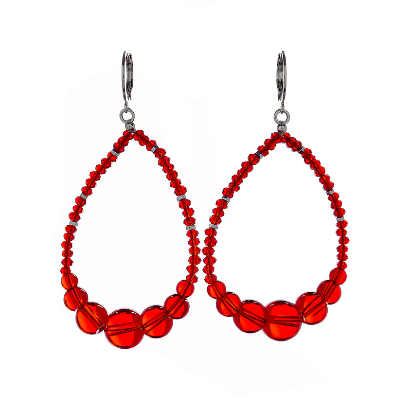 Изображение товара LANZEROTTI Серьги Crespino с кристаллами и стеклянными бусинами, Красный