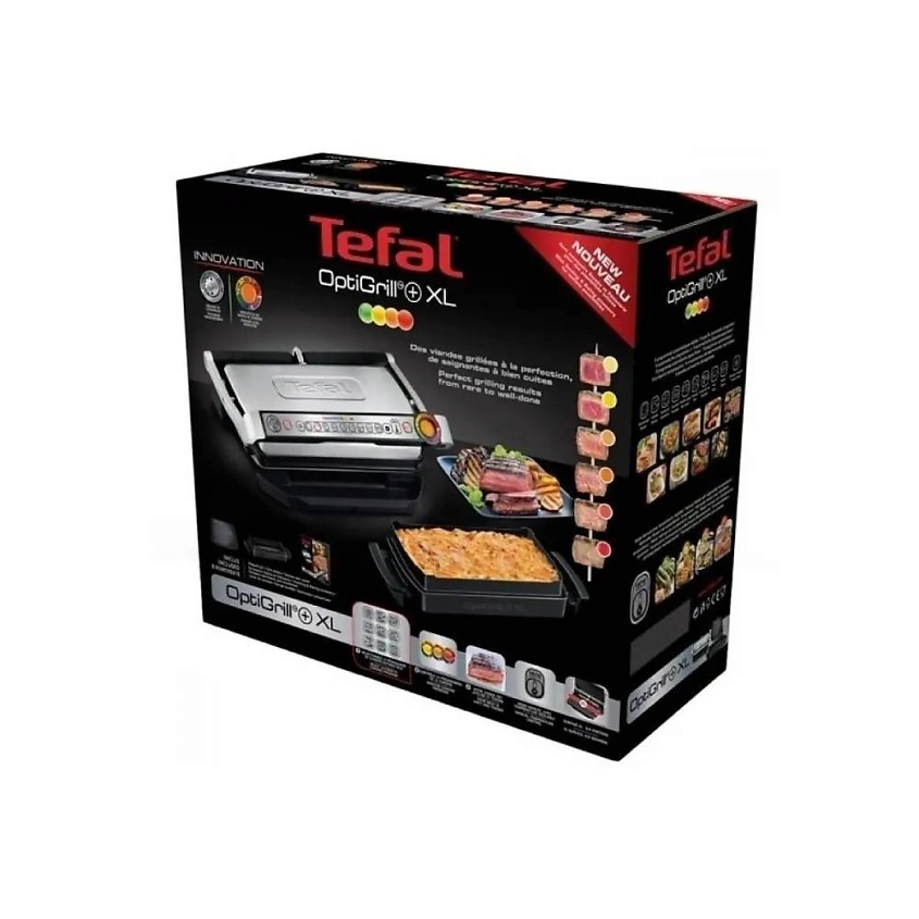 Изображение товара TEFAL Умный электрогриль Tefal Optigrill+ XL GC724D12 c насадкой, Серебряный