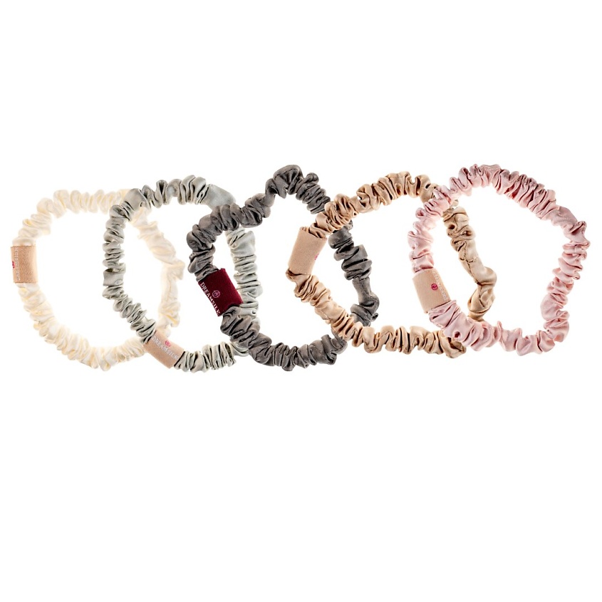 Изображение товара DREAMSILK Набор Шелковых Резинок для волос, Цвет: Белый; Бежевый; Розовый; Серый