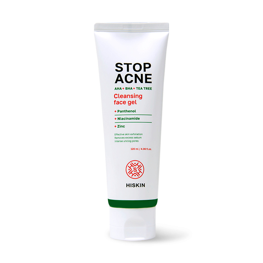 Изображение товара HISKIN Гель для умывания AHA + BHA + TEA TREE STOP ACNE, 120 мл