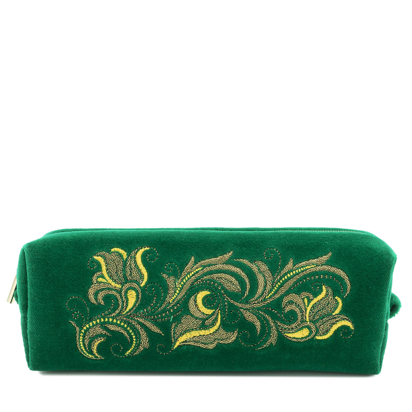 Изображение товара ТОРЖОКСКИЕ ЗОЛОТОШВЕИ Косметичка бархатная Мод 901 Рис 2884, Зеленый