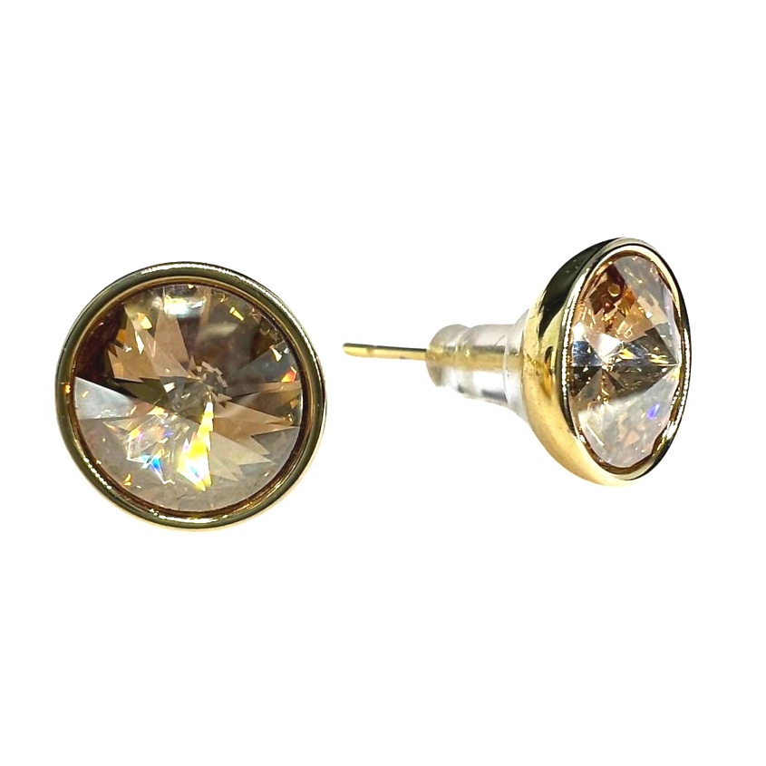 Изображение товара АМАНТЕ КРИСТАЛЛ Пусеты KR 10mm с кристаллами Swarovski, золотой