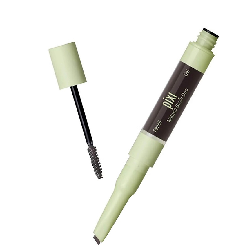 Изображение товара PIXI Двусторонний карандаш и гель для бровей Natural Brow Duo, Soft Black; объем 0,2 г + 2.5 мл