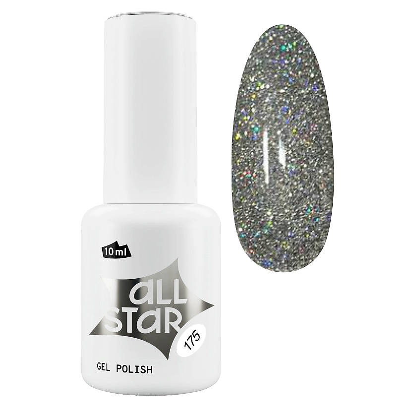 Изображение товара ALL STAR PROFESSIONAL Гель-лак, 10 мл; цвет: Reflective Ag 175 серебристый рефлектив