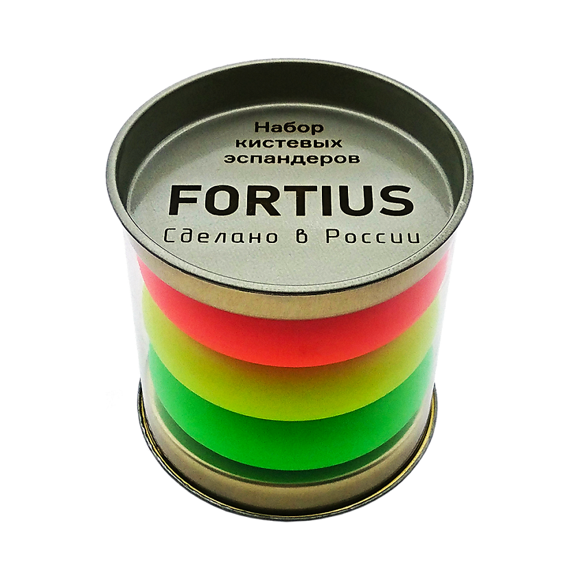 Изображение товара FORTIUS Набор кистевых эспандеров Neon 20,30,40 кг (тубус), Оранжевый, желтый, зеленый