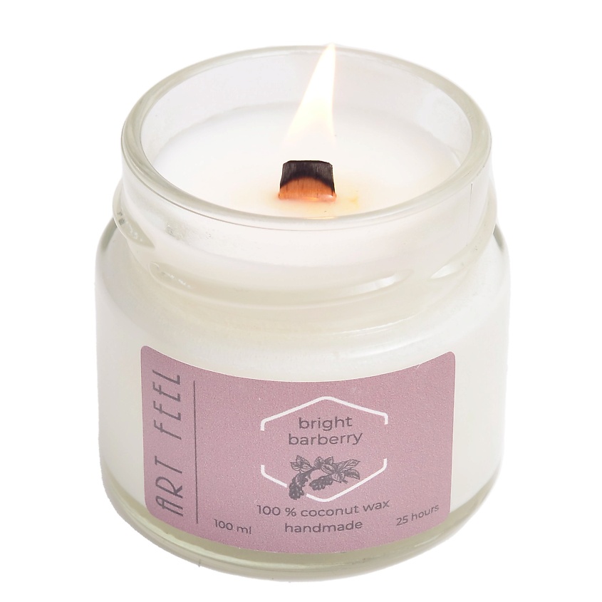 Изображение товара ART FEEL Свеча ароматическая с деревянным фитилем "Барбарис", 100 мл