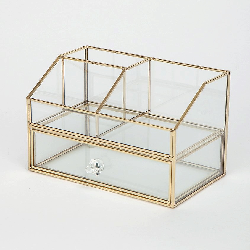 Изображение товара ISMAT Органайзер стеклянный с выдвижной полкой, Прозрачный