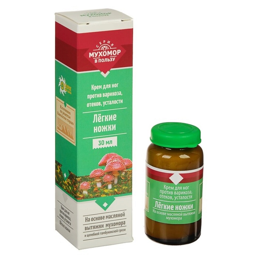 Изображение товара Крем для ног Мухомор от отеков и усталости 30 мл натуральное средство для профилактики варикоза