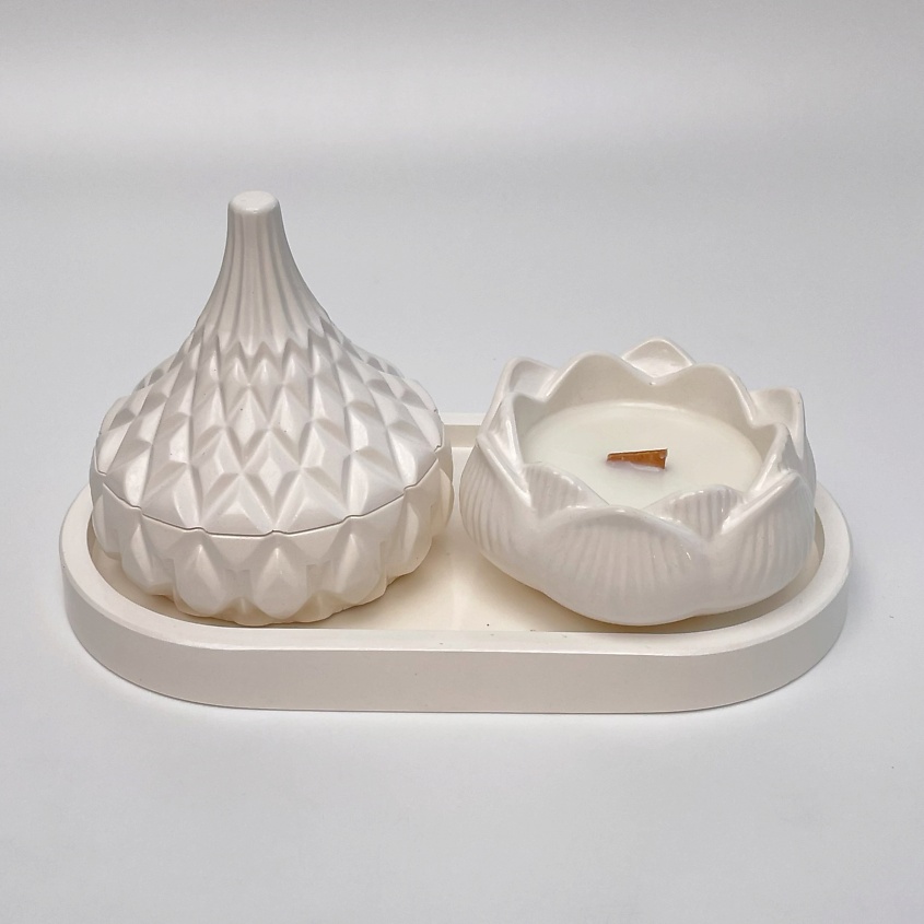 Изображение товара Набор декоративных свечей из кокосового воска на подставке SIMVOLASTRO Белый