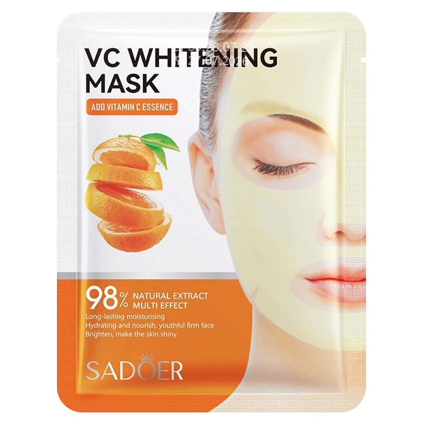 Изображение товара SADOER Маска для лица осветляющая тканевая с эссенцией и витамином С, 25 гр.