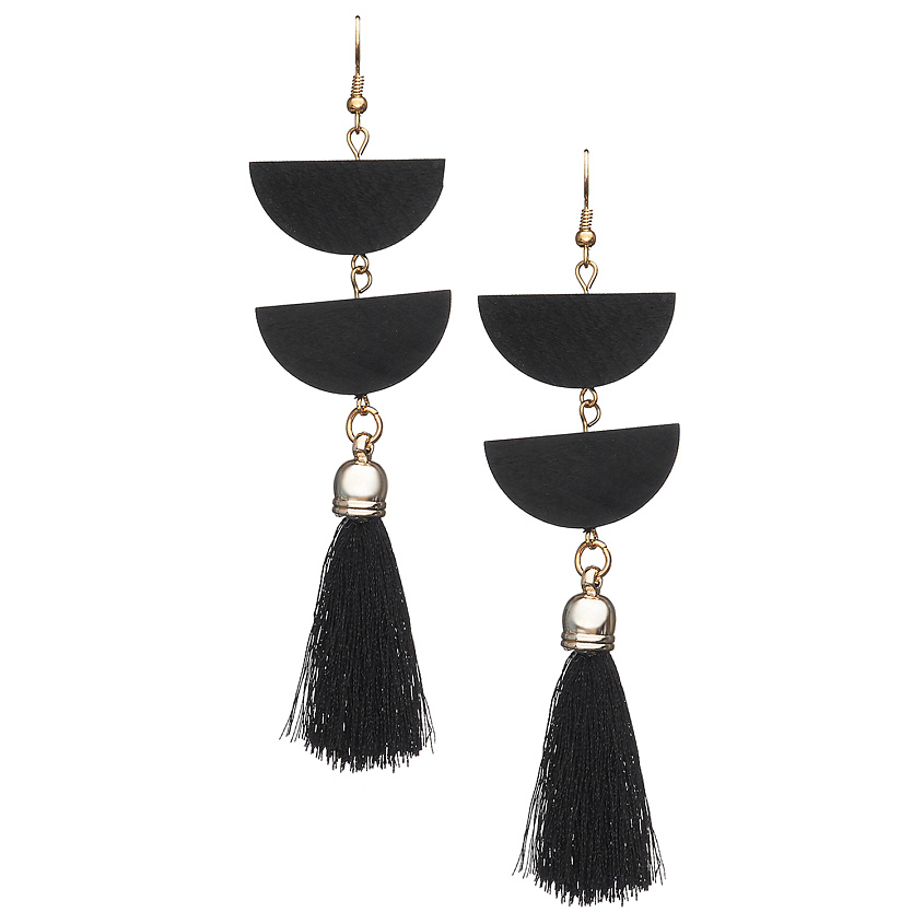 Изображение товара NOTHING BUT LOVE Серьги кисточки "Греческое лето", Черный