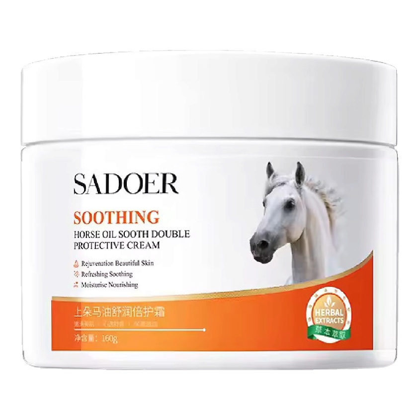 Изображение товара SADOER Крем для тела успокаивающий с лошадиным маслом и экстрактами трав, 160 гр.