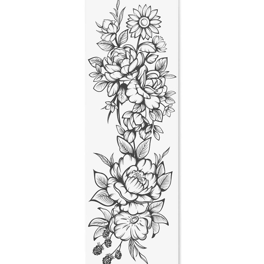 Изображение товара PRINT FACTORY Переводная Временная Татуировка Рукав Цветы, 1 шт.
